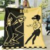 Ska MusicThemed UltraSoft Flannel Blanket Jamaican Dancehall Reggae Design with Ska Dancers & SKA Lettering, AllSeason Cozy Bedspread for Sofa, Travel