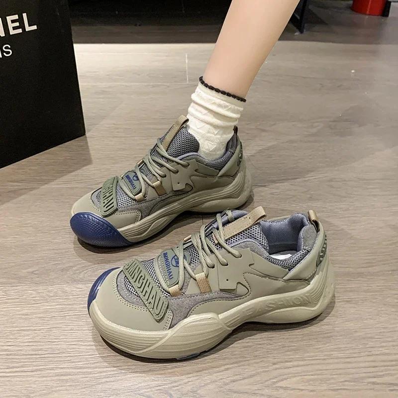 Brand Women’s Thick Bottom Ugly Cute Walking Shoes Spring Autumn Breathable Mesh Sports Outdoor Jogging Sneakers Footwear