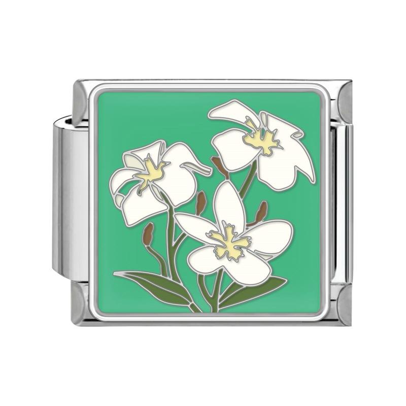 New Stainless Steel Italian Modular Charm Bracelet Diy Interchangeable Flower Pattern Charms Fashion Jewelry Women Daily Wear