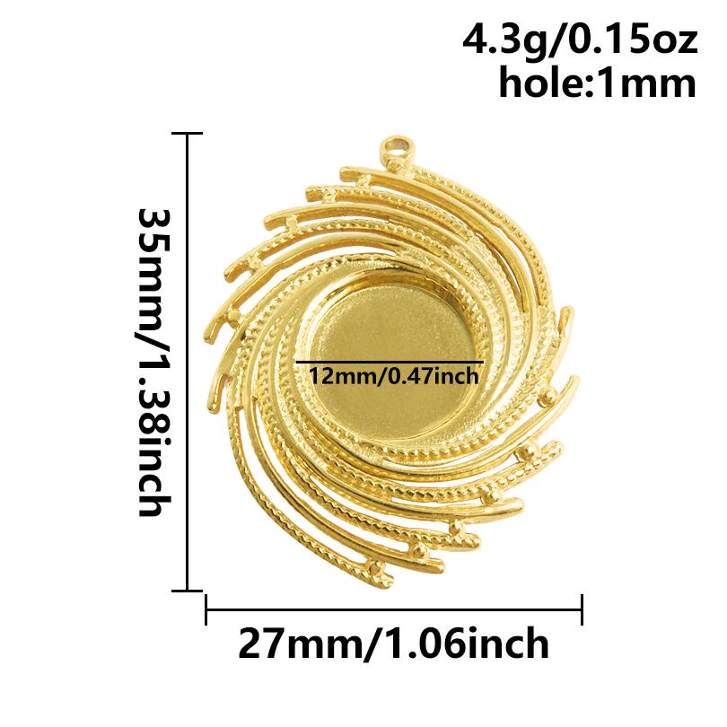 5pcs/Lot Gold Color Geometric Cobochons Stainless Steel Blank Settings Oval Heart Round Pendants For Jewelry Making Charms Bulk