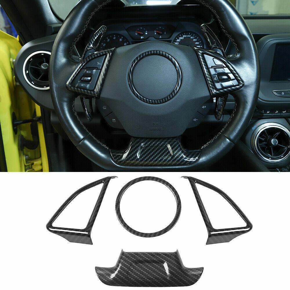For Chevy Camaro Carbon Fiber steering wheel Cover Interior Trim Accessories 17+