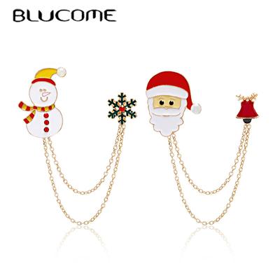 Christmas Brooch Snowman Santa Claus Pins  Women's Brooch for Coat Suit Hijab Pins New Year Gift