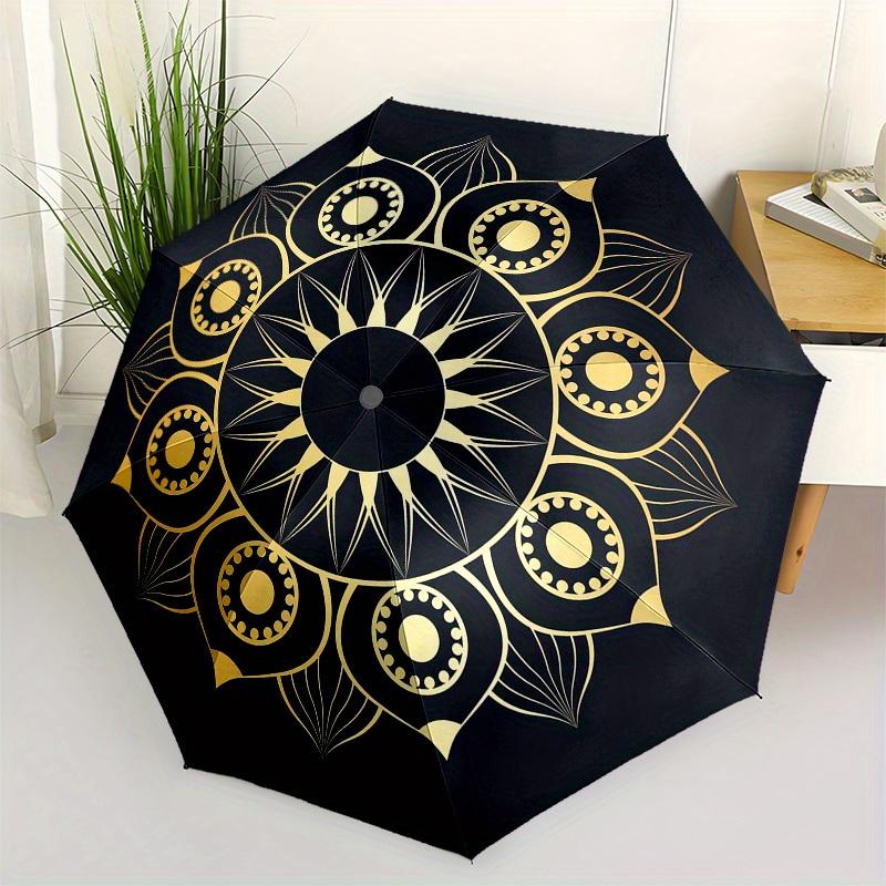 

1pc Golden Mandala Pattern Design Umbrella with Plastic Handle,Suitable for All Seasons Home Travel Outdoor UmbrellaM1315