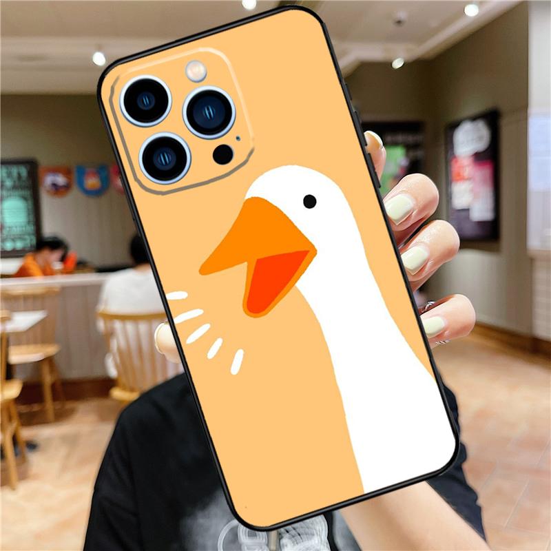 Cartoon Funny Goose Case For iPhone 17 16 14 13 12 11 15 Pro Max Mini Plus 16e 17 Air Bumper Cover Accessories