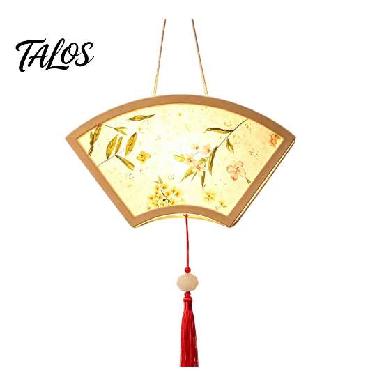 Handmade Paper Lantern Craft DIY Chinese Ancient Style Kit, Light Up Handheld with LED String & Quaint Wooden Frame Tassel, Rabbit Butterfly Lotus Fan
