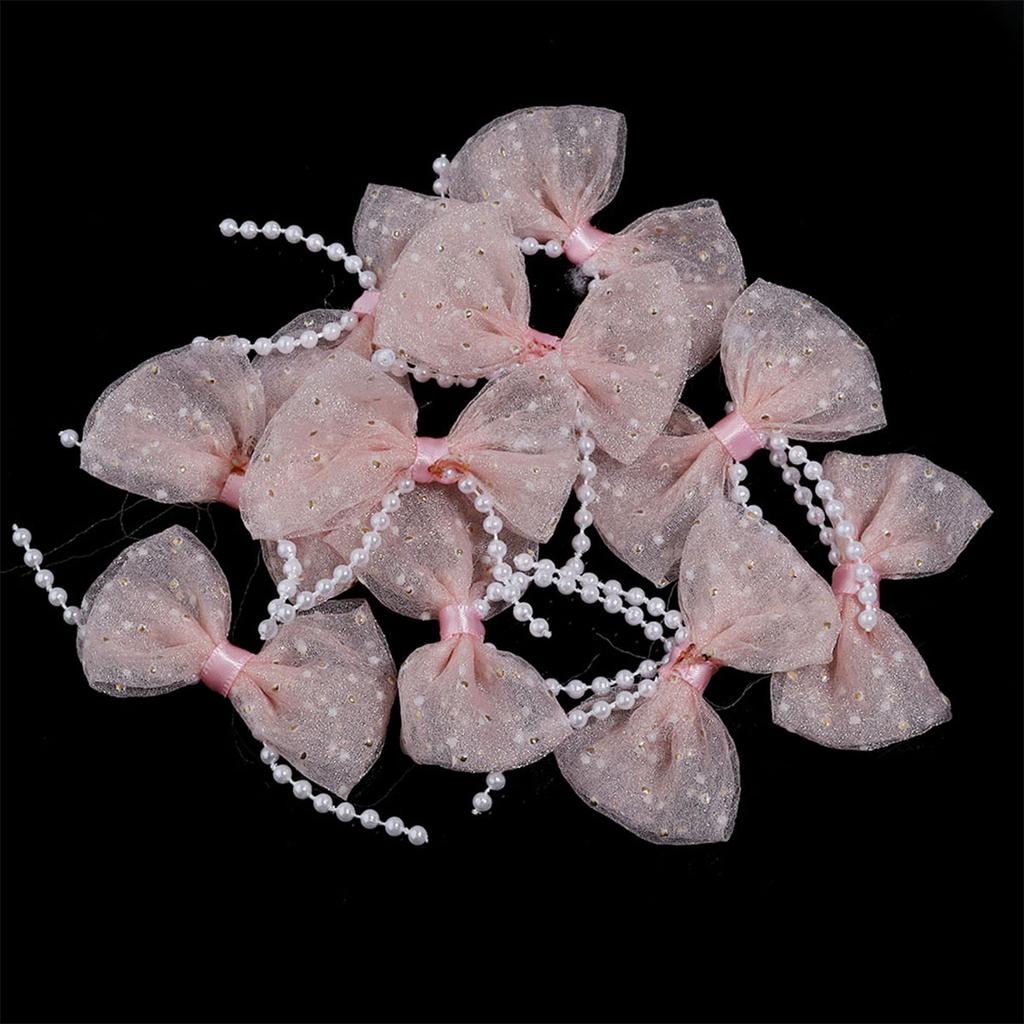 10pcs/lot Mini Cute Mesh Polka Dot Pearl Bow For Jewelry Making DIY Wedding Party Hair Clip Headband Clothing Crafts Decoration