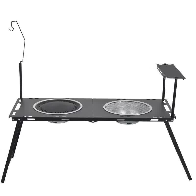 JINGGENG Outdoor Foldable Charcoal Grill & Tea Table