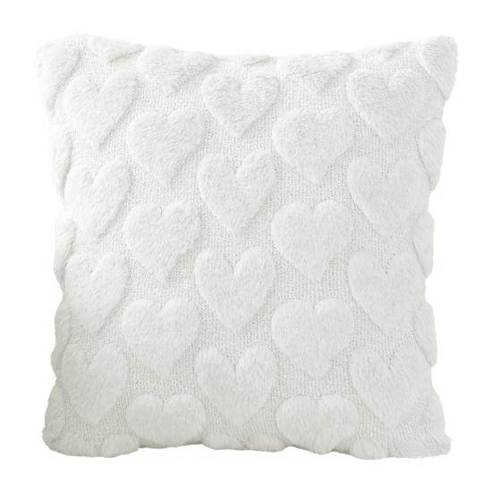 Capa de Almofada Dia dos Namorados Coração de Pelúcia Capa de Almofada Decorativa com Zíper Oculto para Sofá Quarto Sala de Estar