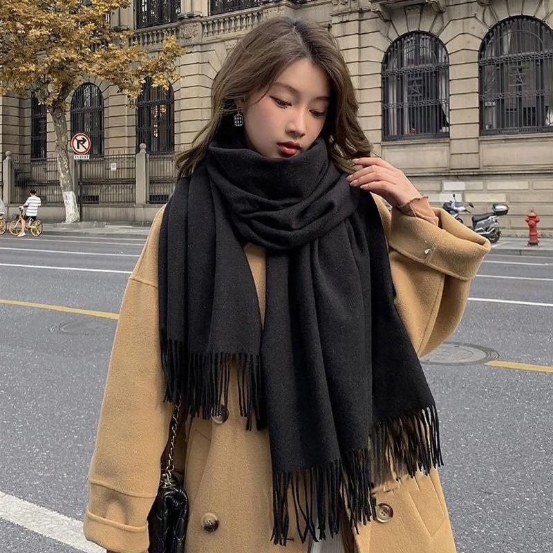 New Black Scarf Cashmere Woman Wool Ladies Scarf Warm Checkered Scarf Women's Winter Scarves Autumn