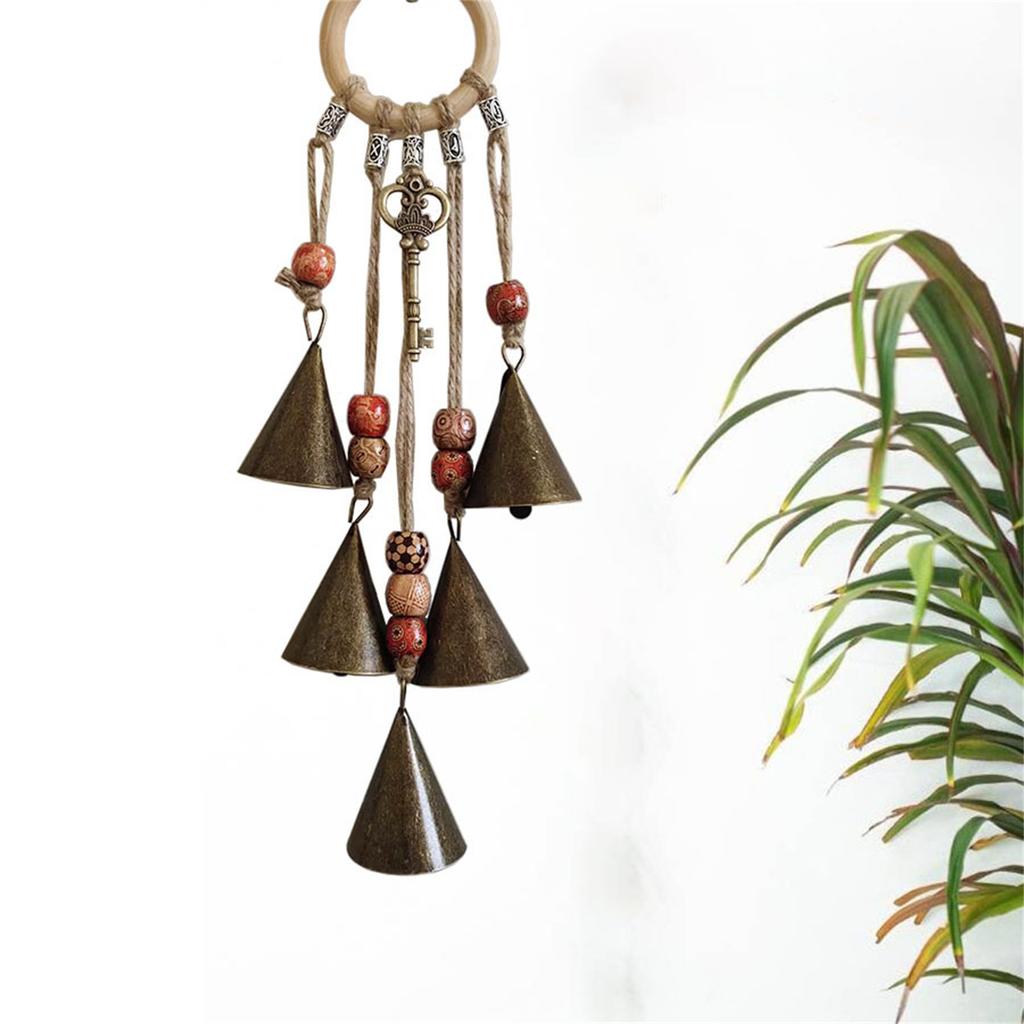 Witch Bells for Door Knob Protection Witch Wind Chime Door Hanger Handmade Rattan Hanging Ornament Witchcraft Home Decor