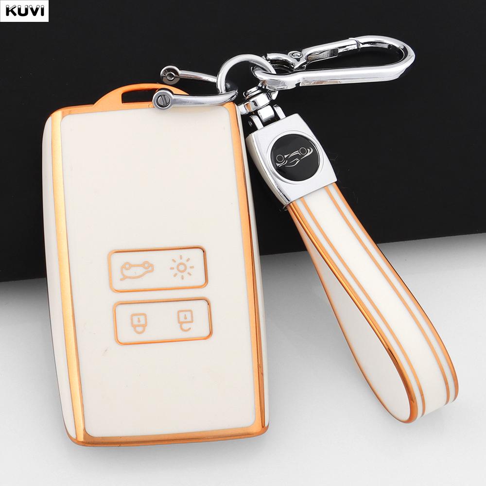 New Pink Tpu Car Key Case Cover Fob Keychain For Renault Koleos Captur Megane Clio Scenic Talisman Arkana For Dacia Sandero