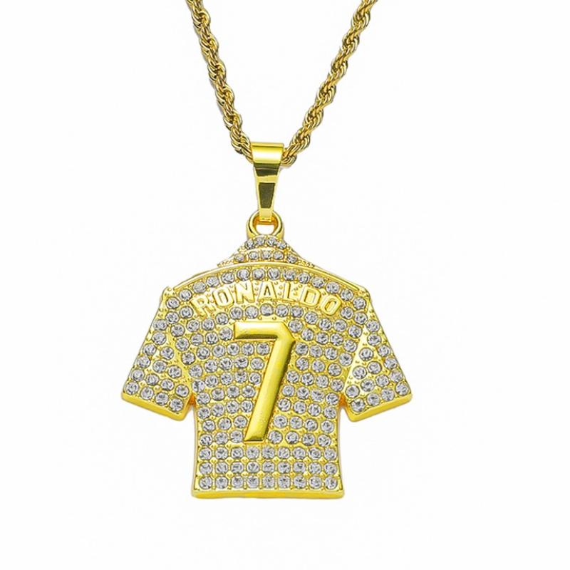 

HNSP Lionel Messi 10 Jersey Pendant Chain Necklace For Men Boy Soccer Fan Football Hip Hop Zircon Messi Accessories