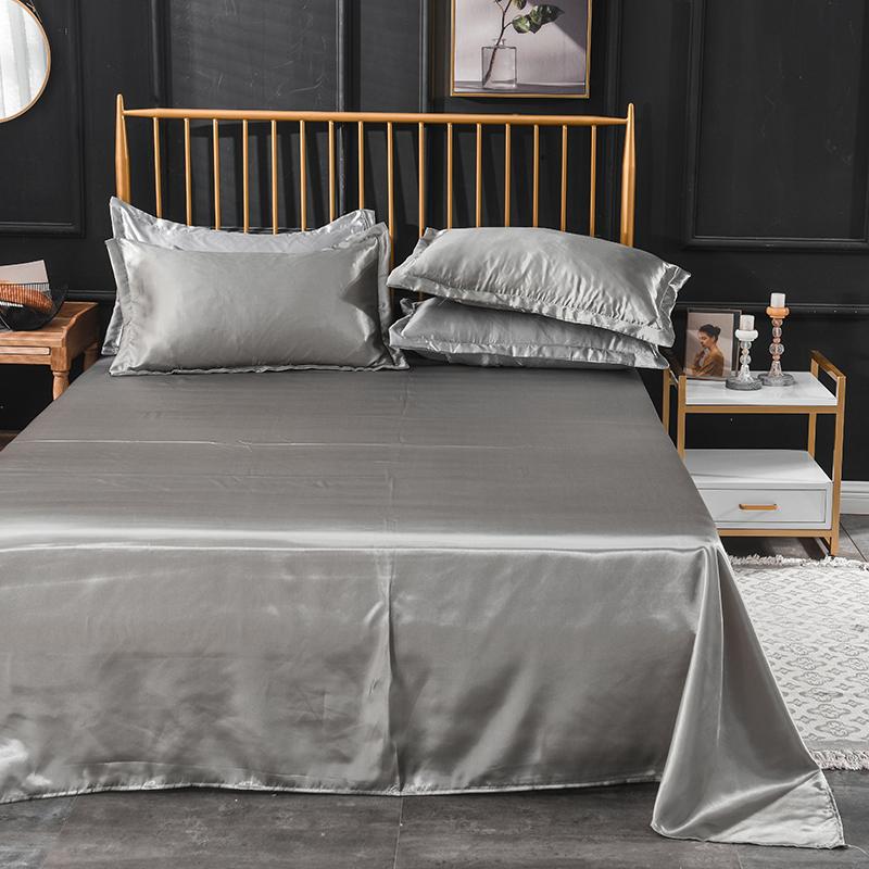 1pc Flat Bed Sheet Silky Bedsheets Solid Color Bed Linen Smooth Flat Sheets Sabanas Para Cama Home Textile Bed Sheets