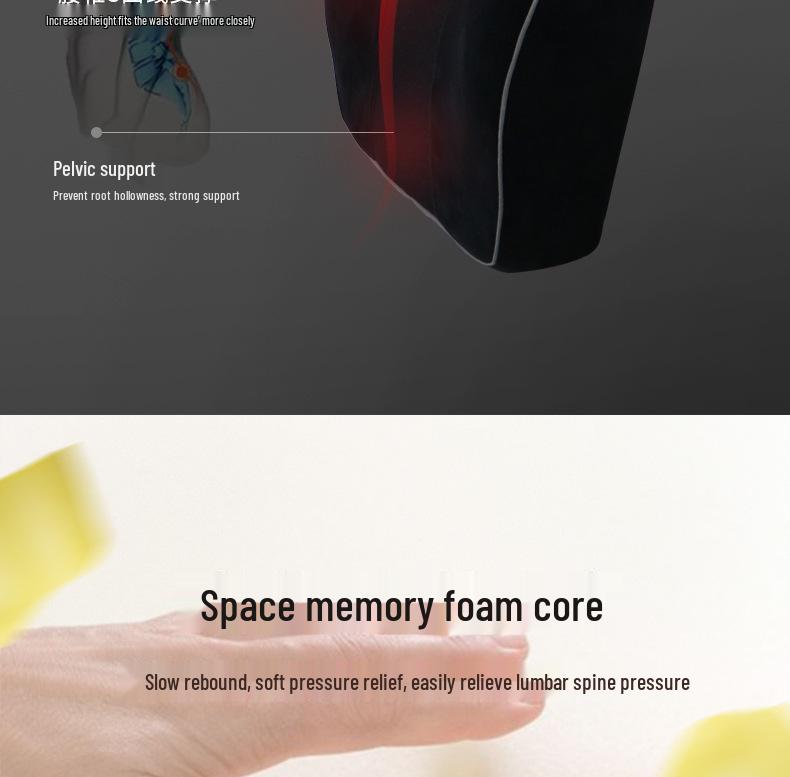 Lendenstützkissen aus Memory-Schaum für Auto und Bürostuhl