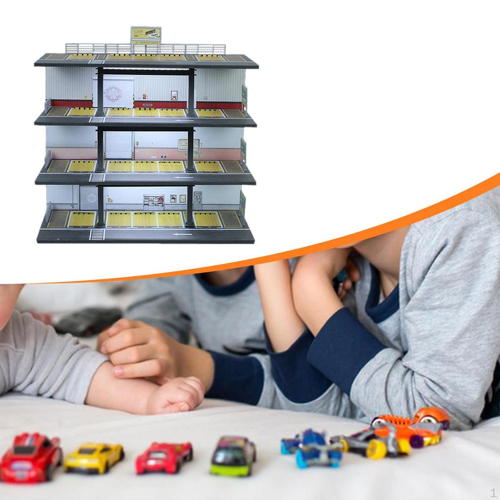 1/64 Model Car Display Case Miniature Scenario Simulated Parking Lot Scene Showcase Organizer