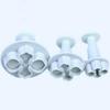 3Pcs/Set Silicone Hydrangea Fondant Cake Decorating Plunger Cutter Flower Blossom Mold Home Cake Tools