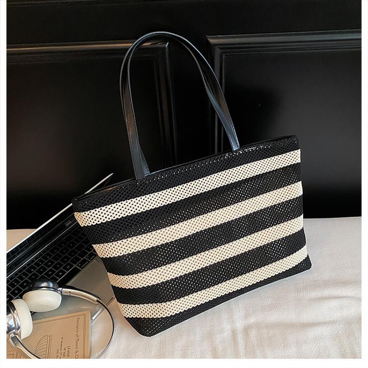 Premium Tote Bag Woven Large Capacity Shoulder Women's Bag Lazy Wind Lightweight Vacation Bag Shopping Bag