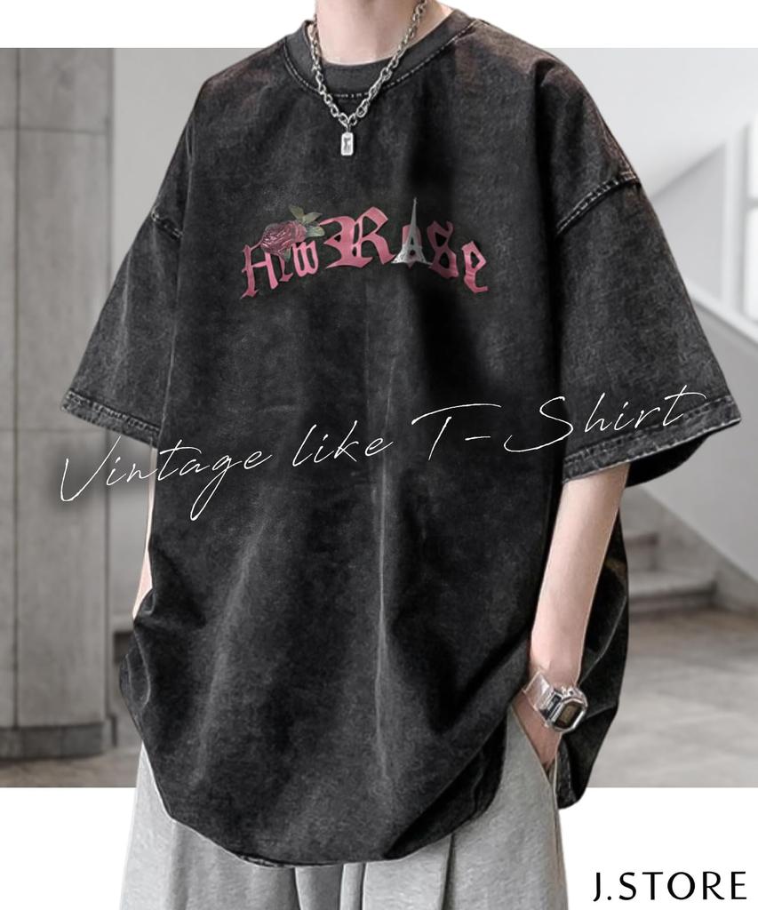 J.STORE Men's Heavy-Weight Graphic T-Shirt, Short Sleeve, Cool Summer Fit, Loose Fit, Plus Sizes, Pullover Top, Black, Size 5S-J10-RO3XL