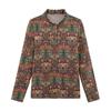 Plus Size Floral Print Long Sleeve Top for Middle-Aged & Elderly Women