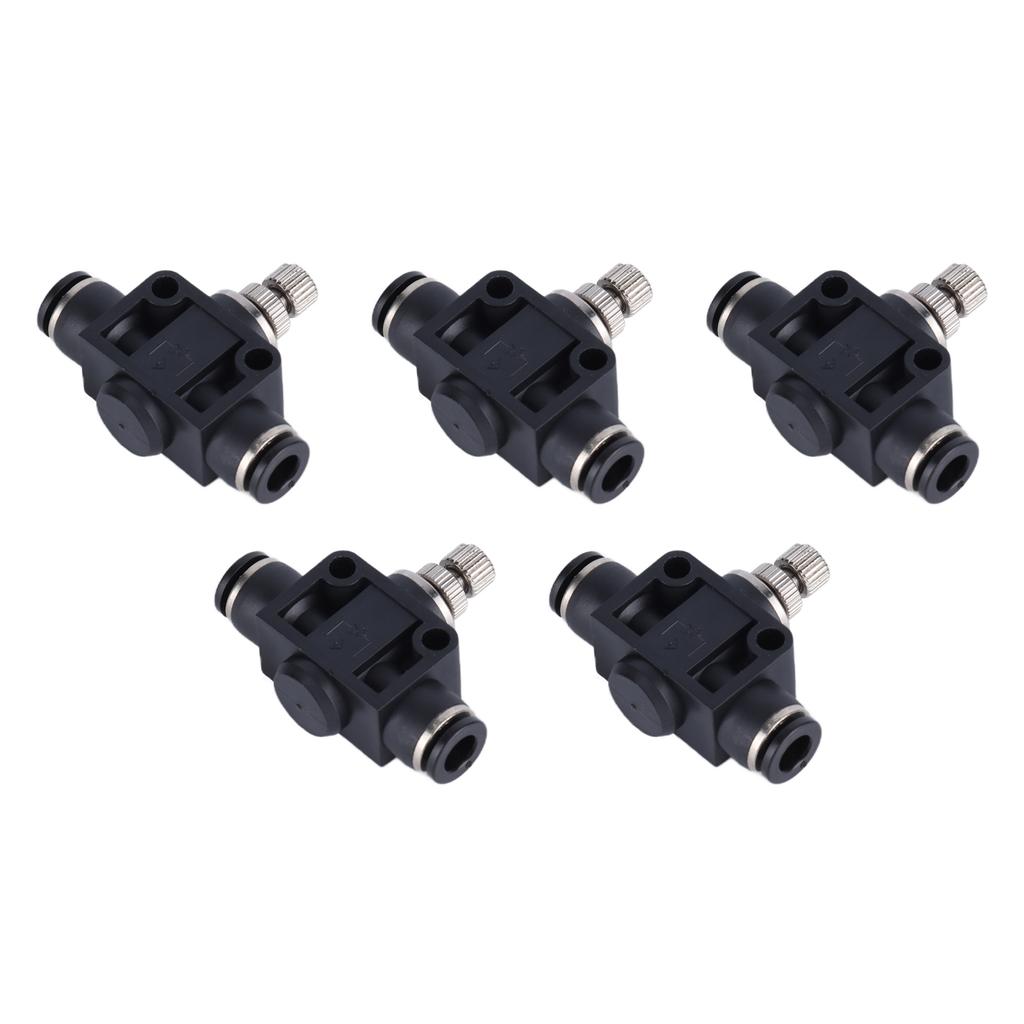 5 Stück Pneumatisches Drosselventil Langlebiges PVC Druckfestigkeit Anschlusszubehör 10mm
