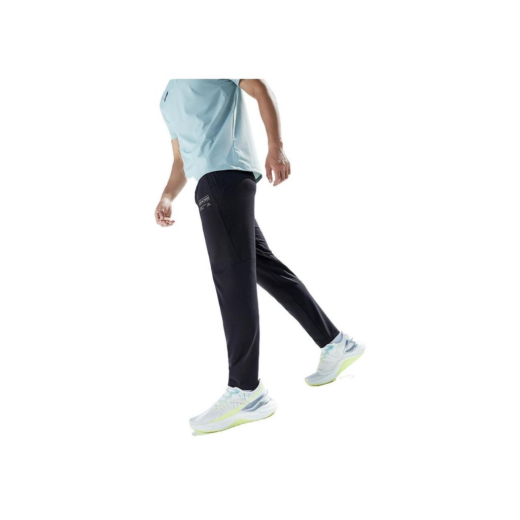 Anta Solid Color Letter Print Elastic Waist Straight Leg Sports Pants Men Bottoms Black 952227740-3