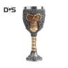 Horrible Resin Skull Head Stainless Steel Wine Cup Goblet Skull Wine Chalice Cup Gothic Halloween Decorative Whiskey Cocktail Beverage Drinking Glass