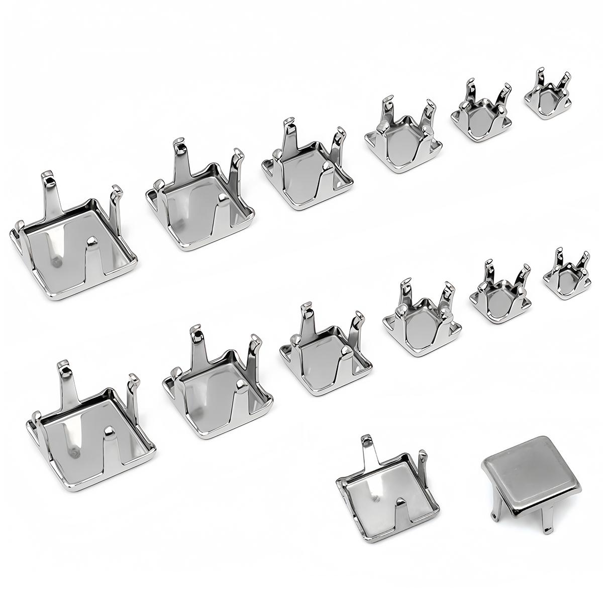 50PCS Stainless Steel Square Blank Claw Setting Earring Base Clasps for Jewelry Making Fancy Rhinestone Crystal Stones Holder 3mm - 50PCS