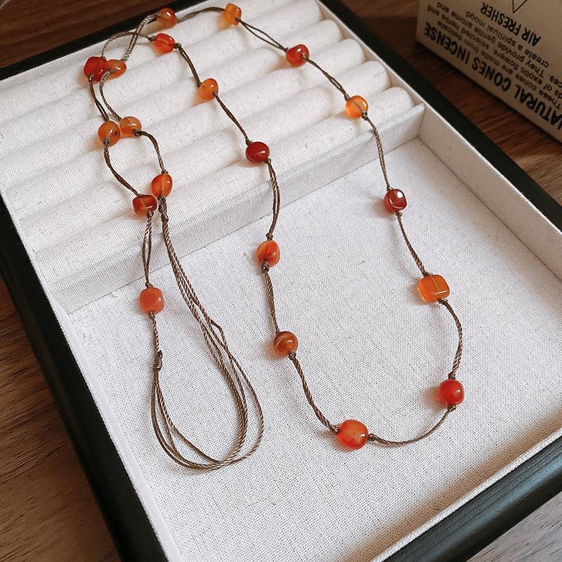 Bohemian vacation wind beaded necklace light luxury personality collarbone chain necklace