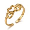 Stainless Steel Gold Color Love Heart Ring Set For Women Hollow Flower Geometric Finger Rings Party Vacation Waterproof Jewelry