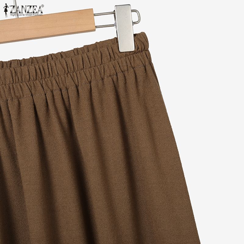 ZANZEA Damen Langarmbluse und Lange Röcke Muslimische Zweiteiler-Anzugsets