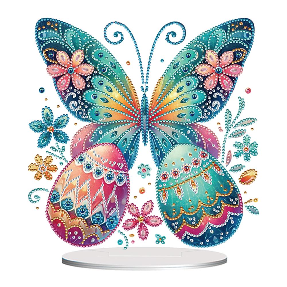 Acrylic Special Shape Butterfly Easter Eggs Table Top Diamond Painting Ornament Kits 5D DIY Diamond Art Tabletop Decorations