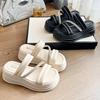 2024 spring and summer new Korean version of muffin tide with cool slippers high sense fashion thick bottom wedge casual sandals women