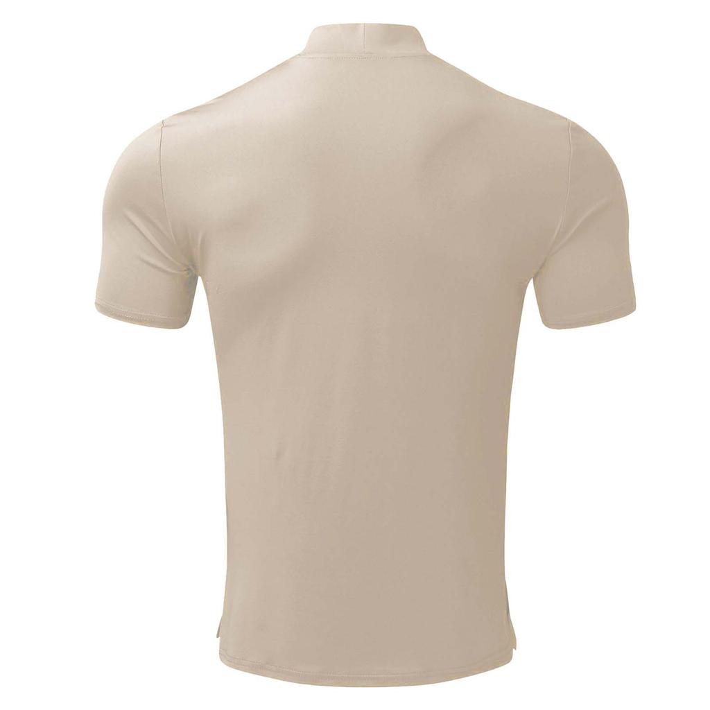 Summer High Collar Short Sleeved T-shirt Men's Base Coat Men's Solid Color Shirt