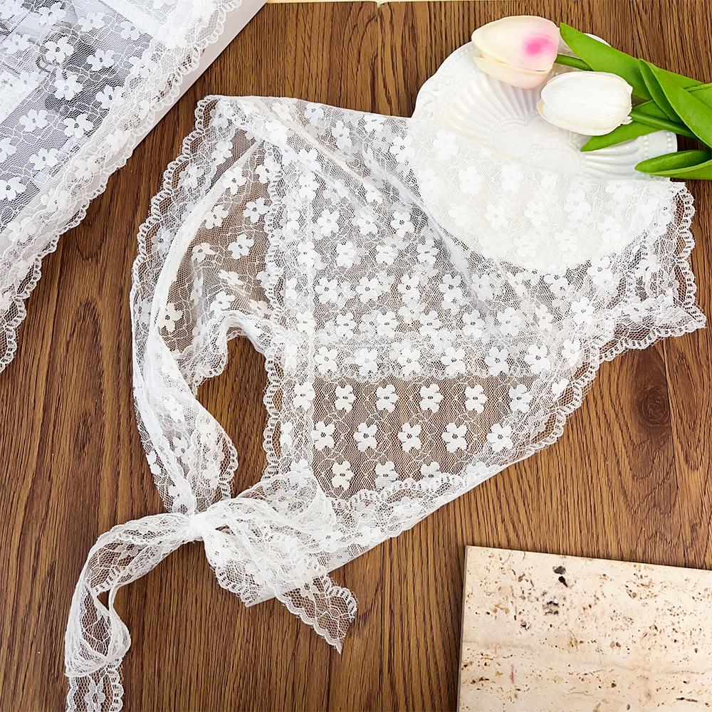 Fashion Harajuku Flower Lace Headscarf Women Pastoral Style Spring Summer Sweet Girls Triangle Scarf Hair Band Hair Accessories