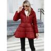 Winter Women's Quilted Trench Coat, Stand Collar Slim Fit Cotton Coat with A-Line Hem, Thick Waist-Defining Parka for Cold Weather