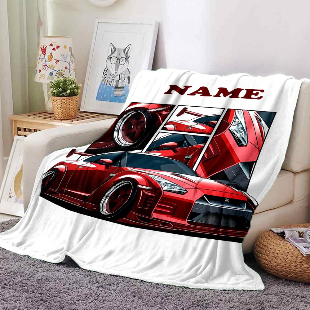 Custom Name Racing Theme Printed Blanket - Perfect for Couch, Bed, Travel & Outdoor Use | Machine Washable, Cozy & Durable.