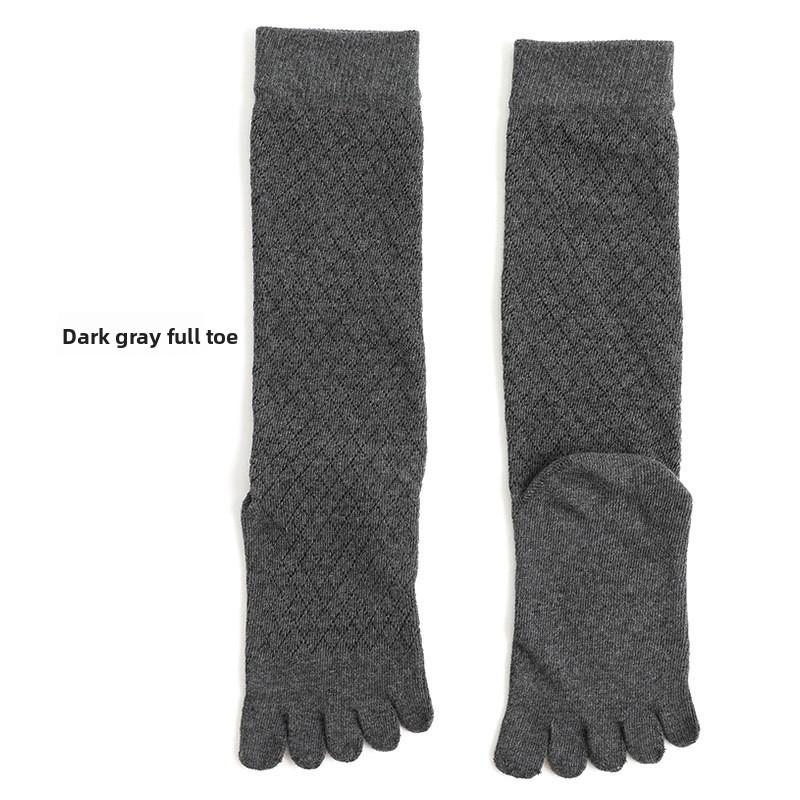 Damen Sommer Dünne Sport Zehensocken, Mittelrohr Zehenfrei Einfarbig Wadensocken, Mesh Atmungsaktiv Schweißabsorbierend Fünf-Zehen Socken Überzug