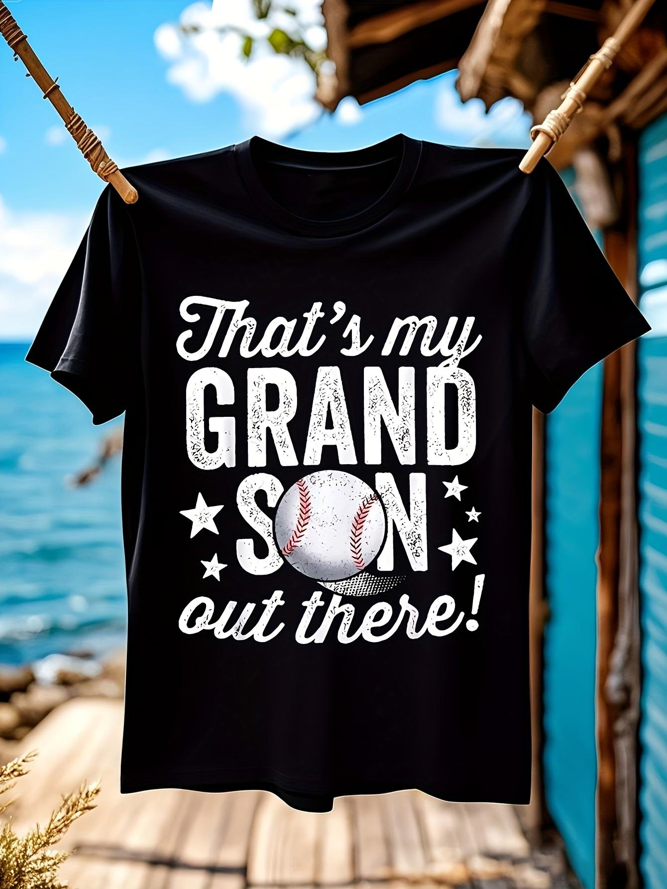 That s My Grandson Out There Baseball Graphic Tshirt Blac... S