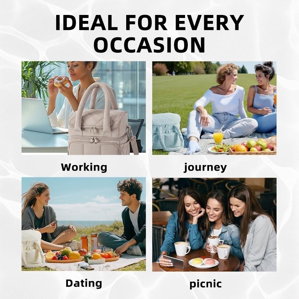 Thickened Lunch Bag Double Layer Insulated Bag Handbag Cooler Bag  Lunch Carrying