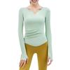 2023 Spring V-Neck Long Sleeve Yoga Top with Chest Pads - Women's Running and Fitness Wear