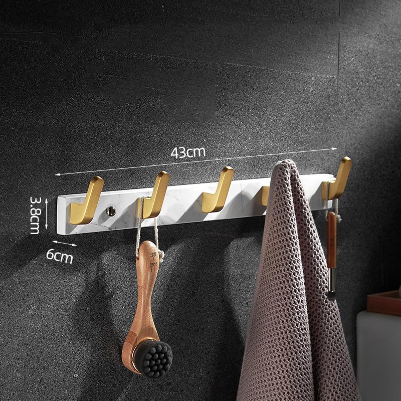 

Белый мраморный ряд крючков для ванной комнаты, настенный крючок для одежды для туалета, крючок для полотенца из матового золотого алюминия, полка для хранения, аксессуары для ванной