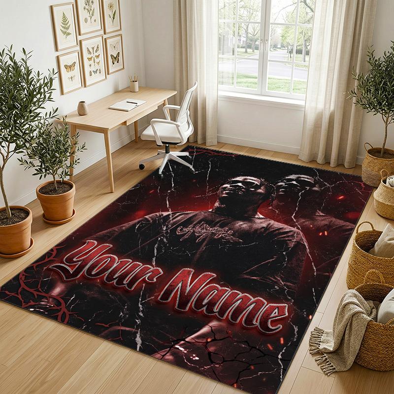 Covor personalizat din catifea de cristal, Nume personalizat imprimat Travis Scott, Covor pufos pentru decor interior casă