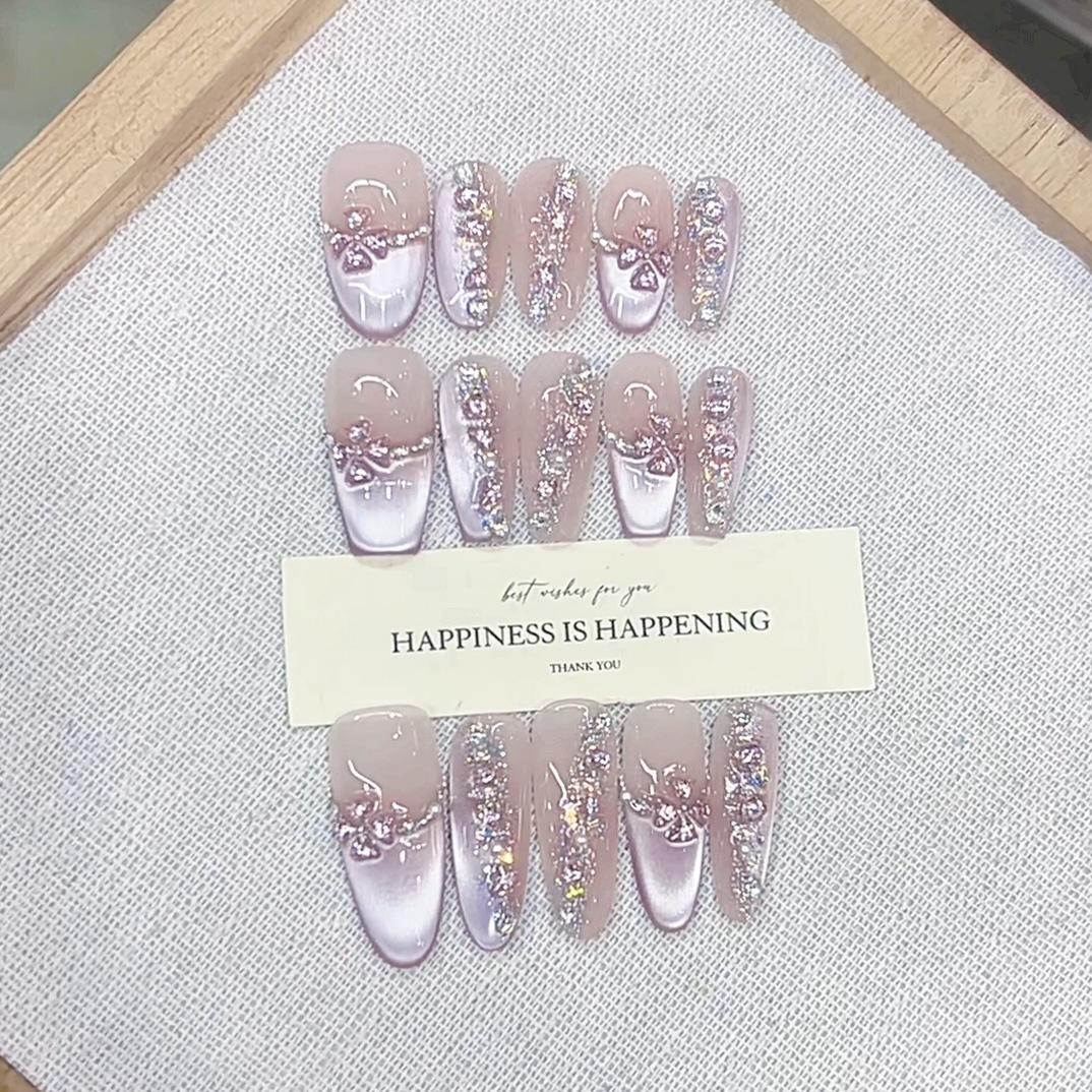 

Pure Hand-wearing, New Style of Summer Ice-transparent Powder Diamond Powder Zircon Diamond Temperament Cat Eye Nail Art Patch large L