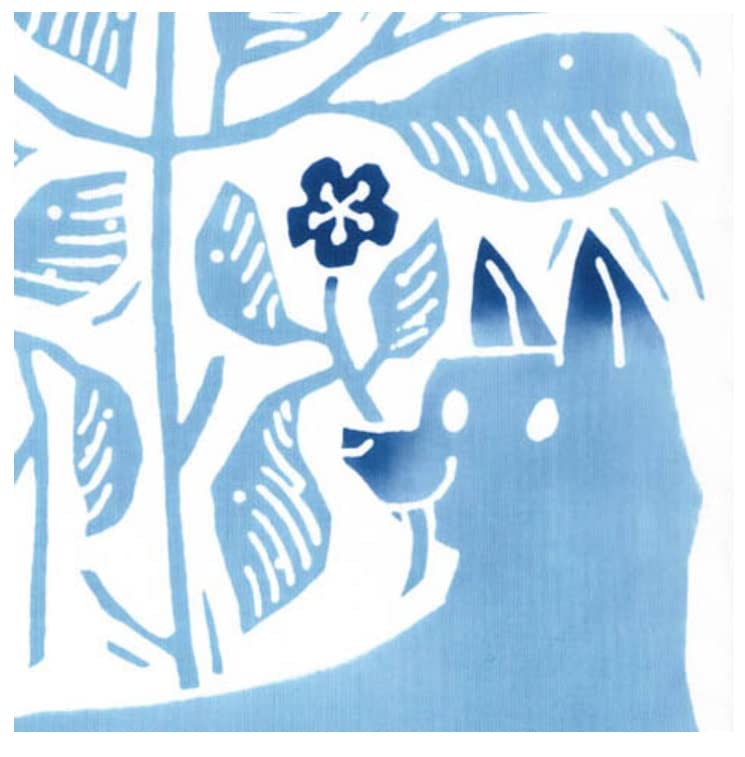 Todaya Shoten Nashienzome Tenugui Hand Shiba and Yurikamome Train 390 (Japanese Towel) Pear, Inu,