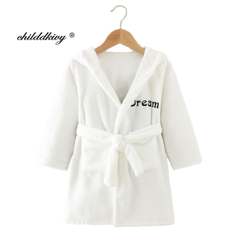 

Boy and Girls Flannel Pajamas Robe Autumn and Winter Children Sleepwear Soft Hooded Kids Homewear 2-8 Years 5-6T