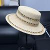 High Quality Rainbow Decorative Crochet 100% Raffia Hat Women's Sunscreen Flat Top Top Top Hat Summer Outing Straw Hat