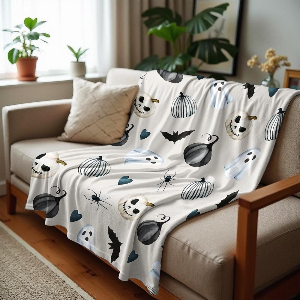 Neutral Gray Monochrome Anime Cartoon Flannel Blanket Soft Warm Throw for Bedroom Sofa Car Kids Holiday Gift