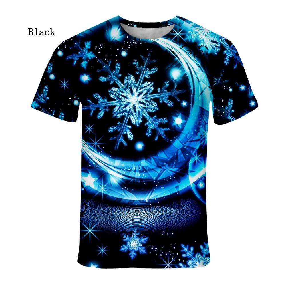 Christmas Snowflake 3D Printed Popular Pattern T-shirt Men's and Women's Short Sleeve Printed Christmas Shirt Top