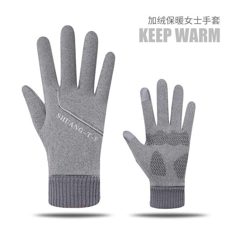 Warm gloves autumn and winter women's outdoor riding fleece thickened cold-proof riding German fleece touch screen winter gloves