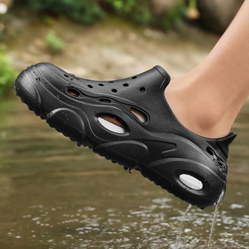 

Popular easy to disassemble and wash hole shoes garden sandals beach shoes wading shoes water park shoes rafting shoes creek shoes men 45 чёрный